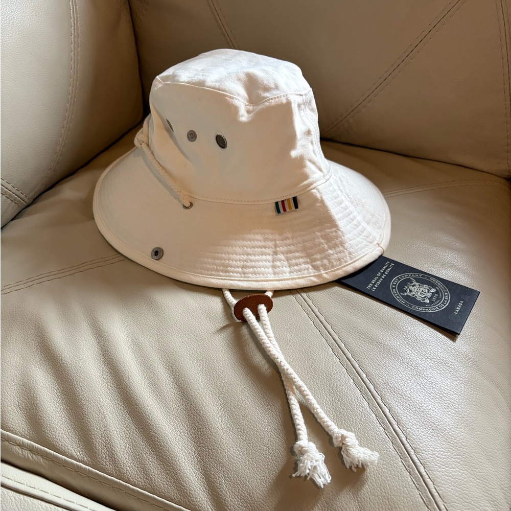 Cream HBC Stripes Bucket Hat with Drawstring